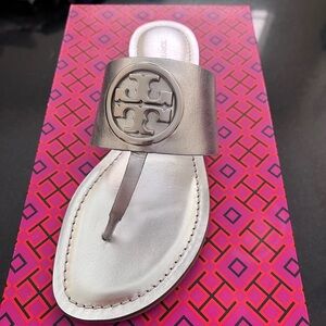 Tory Burch Metallic Silver Benton Sandals
New in Box